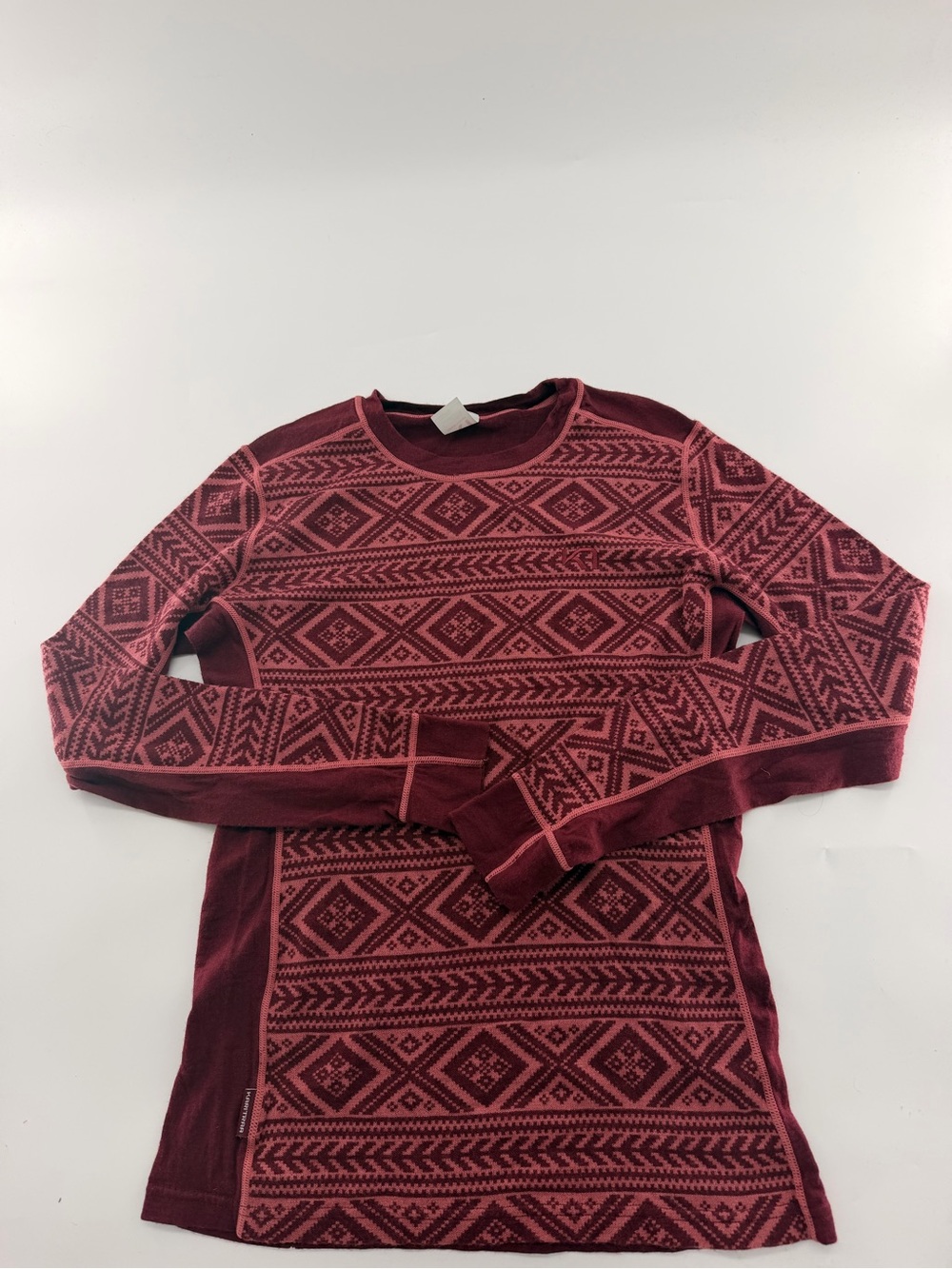 Kari Traa Floke Long Sleeve Base Layer Women’s Large Wool Blend Winter Red Pink